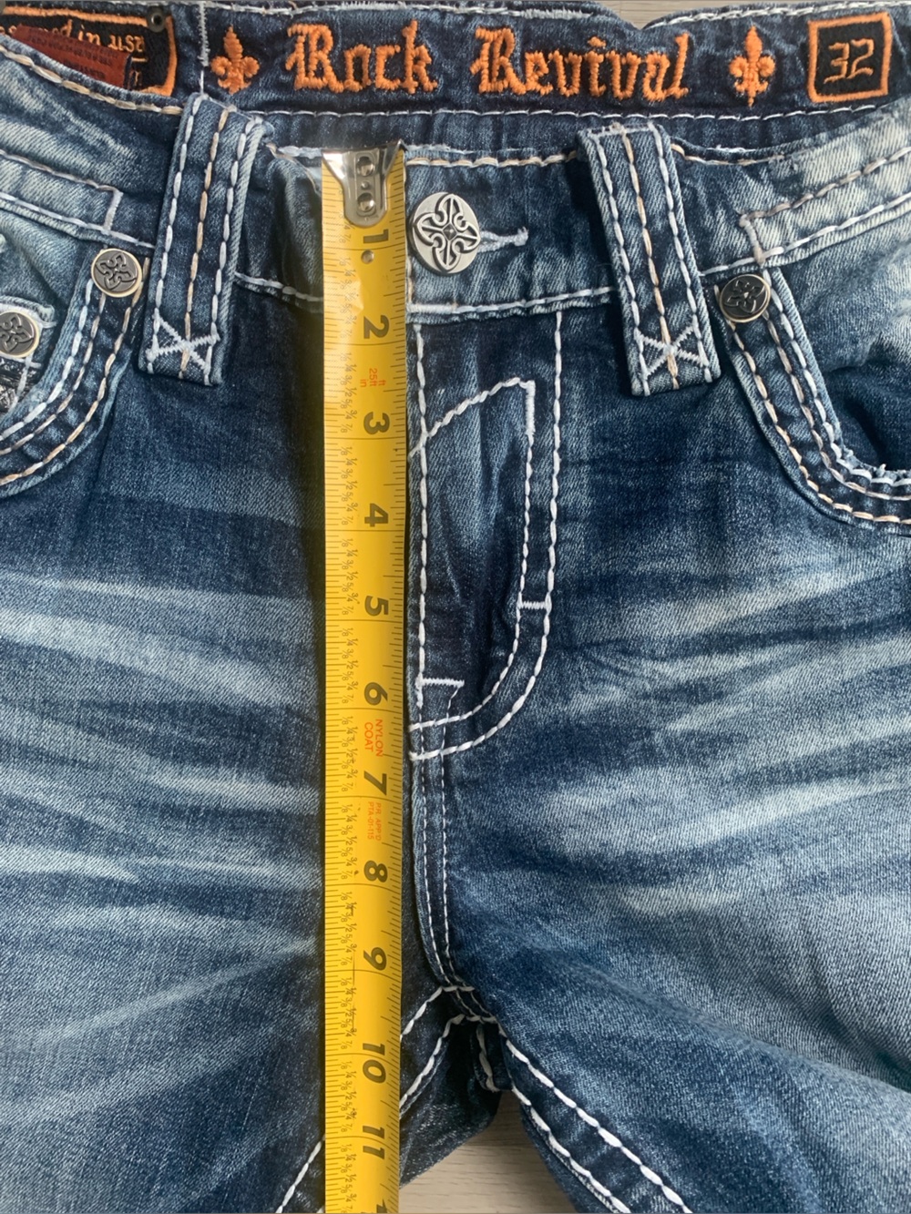 Rock Revival Toby Straight Distressed Snake Skin Printed Blue Jeans 32W/32L - Picture 12 of 13